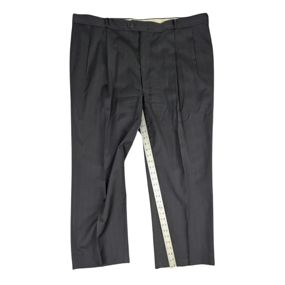 Botany 500 Couture Mens 52R Pinstripe Suit Charcoal Gray Wool Blend 2-Piece USA